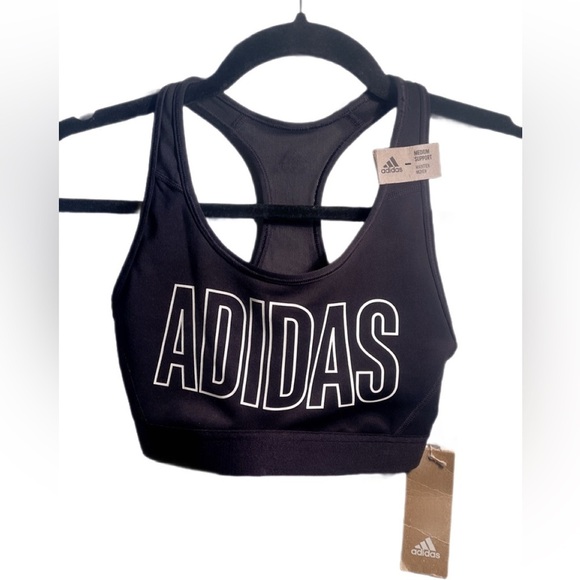 NWT Adidas race back bra Athleisure Trendy Black Yoga Stretch Compression top XS - Picture 2 of 3